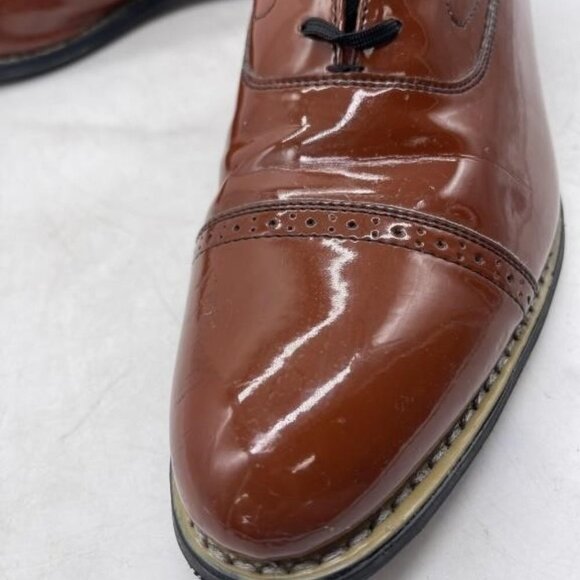 Stacy Adams Brown Patent Italian Leather Loafers Dress Shoes size 10.5 - Picture 4 of 6